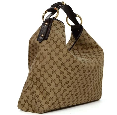 gucci tan leather canvass handbags|large leather Gucci handbags.